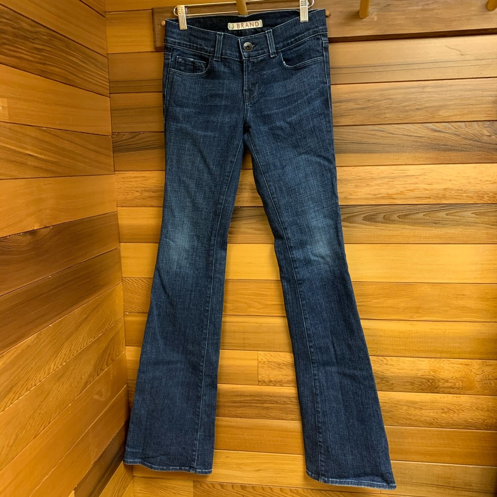 J Brand Dark Indigo Blue Slim Wide Flare Jeans